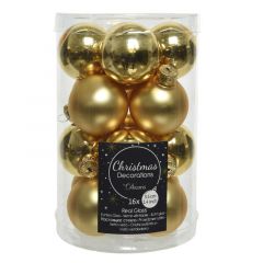 Glass Bauble Tube of 16 (3.5cm)  Light Gold - Kaemingk