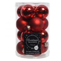 Glass Bauble Tube of 16 (3.5cm) Christmas Red - Kaemingk