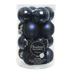 Glass Bauble Tube of 16 (3.5cm) Night Blue - Kaemingk