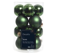 Kaemingk Glass Bauble Tube of 16 (3.5cm) Pine Green