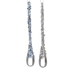 Kaemingk Clear Glitter Drop Dec Hazy Blue/Silver 16.5cm (2 Assorted)