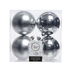 Shatterproof Box of 4 (10cm) Silver - Kaemingk