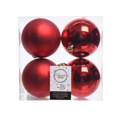 Shatterproof Box of 4 (10cm) Christmas Red - Kaemingk