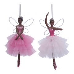 Gisela Graham Single Pink/Iridescent Resin Ballerina Dec (2 Assorted Designs)