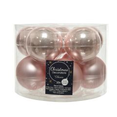 Glass Bauble Tube of 10 (6cm) Blush Pink - Kaemingk