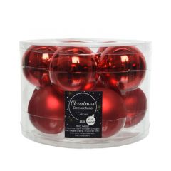 Glass Bauble Tube of 10 (6cm) Christmas Red - Kaemingk