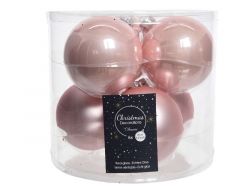 Glass Bauble Tube of 6 (8cm) Blush Pink - Kaemingk