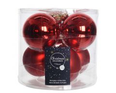 Glass Bauble Tube of 6 (8cm) Christmas Red - Kaemingk