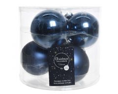 Glass Bauble Tube of 6 (8cm) Night Blue - Kaemingk