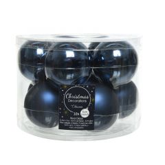 Glass Bauble Tube of 10 (6cm) Night Blue - Kaemingk