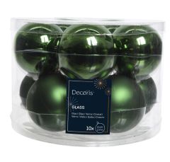 Kaemingk Glass Bauble Tube of 10 (6cm) Pine Green