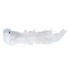 Gisela Graham Bird Clip W Feathers White/Silver