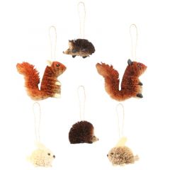 Gisela Graham Single Bristle Animal Dec 7cm (6 Assorted Designs)