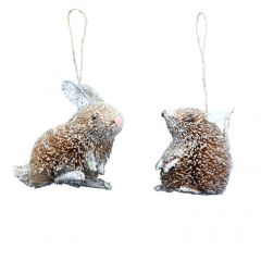 Gisela Graham Single Bristle Silver Rabbit/Mouse  (2 Assorted Designs)