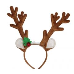 Gisela Graham Reindeer Antler Headband W Holly