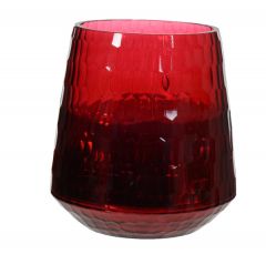 Kaemingk Glass Tealight Holder Red 11.5cm