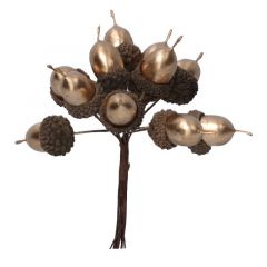 Gisela Graham Matt Gold Acorn Bunch Pick 