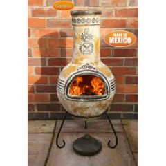 Large Azteca Mexican Chimenea with stand