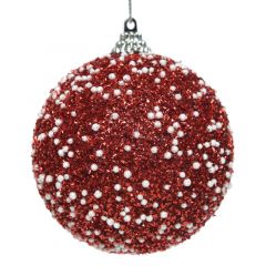 Red/White Foam Ball W Glitter - Kaemingk 