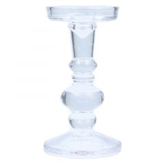 Gisela Graham Clear Glass Ball Candlestick Large