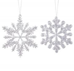 Kaemingk Acrylic Snowflake Dec Clear/Silver 14cm (2 Assorted)