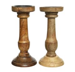 Kaemingk Mangowood Candle Holder 25cm (3 Assorted)