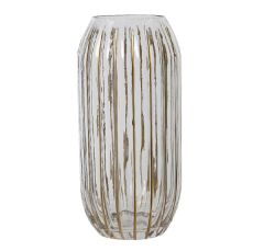 Kaemingk Glass Vase Clear Gold Striped 25cm