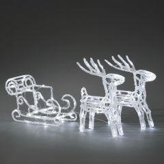 Konstmide Acrylic Reindeer & Sledge W 86 White LED 42cm (IP20)