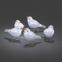 Konstmide Acrylic Set Of 5 Baby Birds White LED