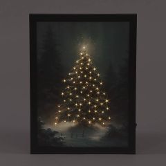 Snowtime LED Canvas 30 x 40cm Tree in Forest (Battery Operated)