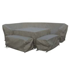 Bramblecrest Cover Zurich Square Modular Sofa 2 Benches  & Square Piston Table Set - Khaki