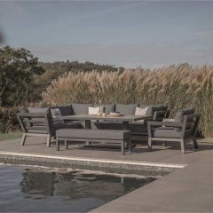 Bramblecrest San Marino L Shape Sofa Corner Set with Rectangle Piston Ceramic Table & Bench & Sofa Chair