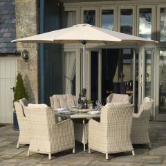 Bramblecrest Chedworth 6 Seat Set W 140Cm Round Table W Lazy Susan & Parasol