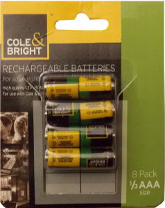 Cole & Bright Rechargeable Batteries - 1/3 AAA - 8 Pack