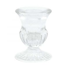 Gisela Graham Clear Glass Short Candlestick 6cm