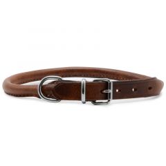 Ancol Round Leather Dog Collar Chestnut - Size 1 (20-26cm)