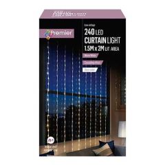 Premier Waterfall Curtain Light with 240 Warm White LEDs 1.5x2m