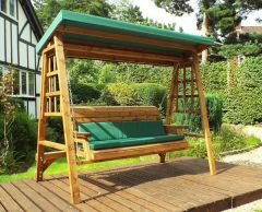 Charles Taylor Dorset 3 Seat Swing Green with 3 Seat Cushions
