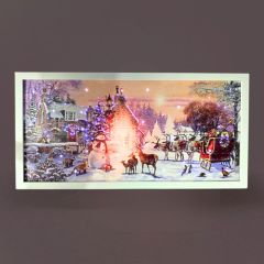 Snowtime LED Canvas 60cm x 30cm Santa (Battery Operated)