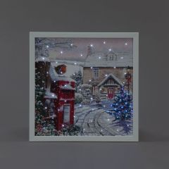 Snowtime LED Canvas 40cm x 40cm Postbox (Battery Operated)