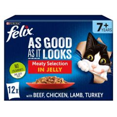 Felix As Good As It Looks Meaty Selection In Jelly For Senior Cats 12x100g