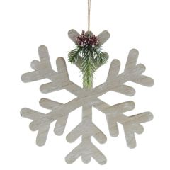 Festive Hanging Wooden Snowflake 36cm