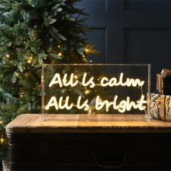 Festive Neon Sign 43cm All is Calm