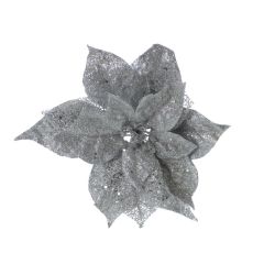 Festive Poinsettia Clip 23cm Silver