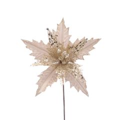 Festive Poinsettia Sequin Stem 55cm Champagne Gold