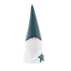 Festive Santa Ornament White W Green Hat 14cm