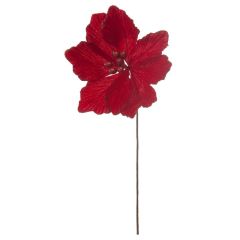 Festive Velvet Magnolia Stem 40cm Red