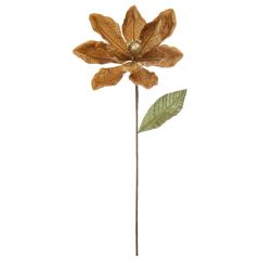 Festive Velvet Magnolia Stem 50cm Gold