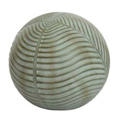 Fibre Clay Statue Round Leaf Large Green Antique