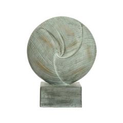 Fibre Clay Statue Round with Base Green Antique